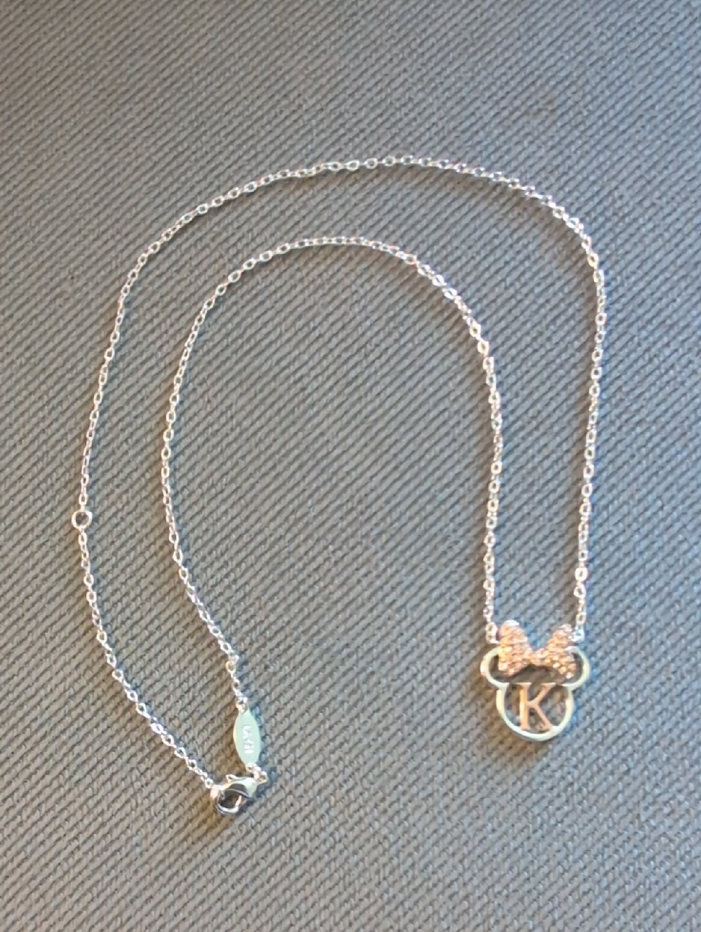 Disney Minnie Mouse Initial K Necklace